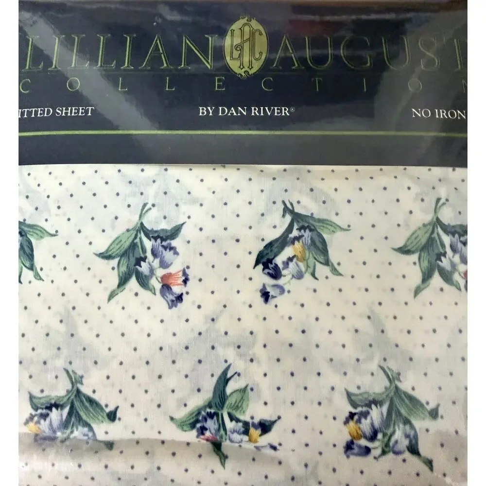 Lillian August Dan River Floral Polka Dot No-iron Percale Twin Fitted Sheet NEW